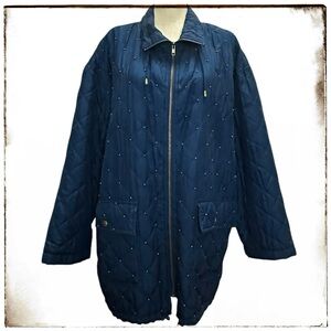 Carole Little Sport Jacket 6 Blue Quilted Puffer Vintage